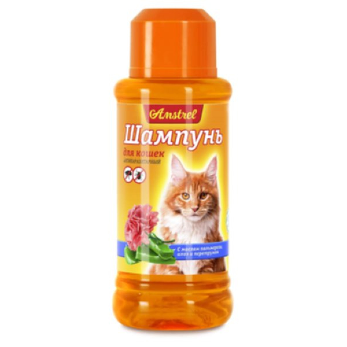 Amstrel Шампунь для кошек антипаразитарный с маслом пальмарозы, алоэ и экстрактом пиретрума, 120 мл, шт