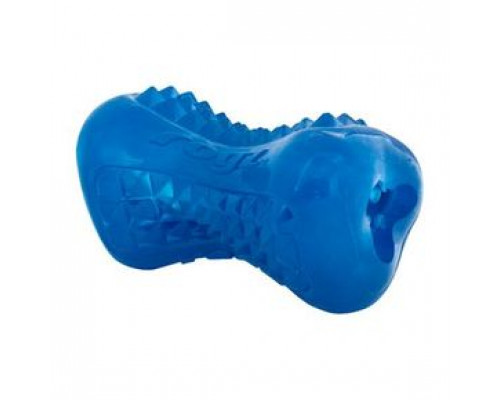 Rogz игрушка д/с кость резин с массаж насечками Yumz д/лакомств голубая 15см, шт
