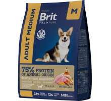 Корм сухой для взрослых собак средних пород с курицей Brit Adult Medium, 3 кг