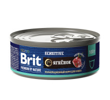 Брит Premium by Nature консервы с мясом ягнёнка д/кошек с чувствительным пищеварением, 100 г