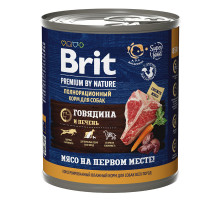 Брит Premium by Nature консервы с говядина и печенью для взрослых собак всех пород, 850 г