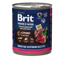Брит Premium by Nature консервы с сердцем и печенью для взрослых собак всех пород, 850 г