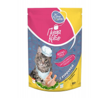 Влажный корм ЗА КОРМА РОДИНЫ для кошек "Пища котов с курочкой, кусочки в соусе" 85 г, шт