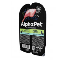 Влажный корм  AlphaPet д/кошек с чувствительным пищеварением с кроликом и черникой в соусе 80 г