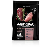 Сухой корм AlphaPet  Sterilised для взрослых стерилизованных кошек c уткой и индейкой 400 г