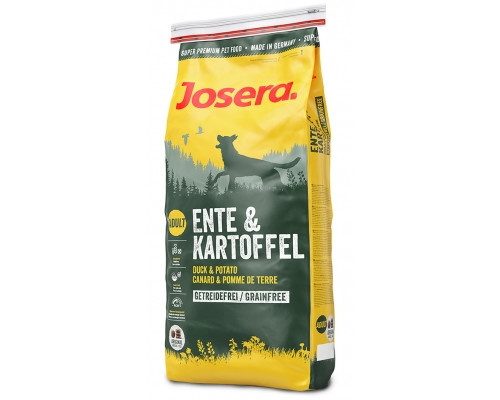 Сухой беззерновой корм для взрослых собак с чувствительным пищеварением Josera Ente & Kartoffel (Adult Medium/Maxi 24/14) (Утка и Картофель), 15 кг