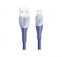 Кабель USB2.0 A - Lightning USAMS U77 With Colorful Light 1.2 м синий SJ541USB02