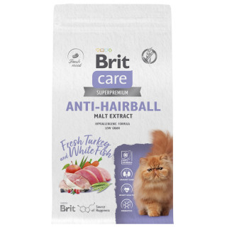 Сухой корм для выведения шерсти у кошек с белой рыбой и индейкой Cat Anti-Hairball, 400 г