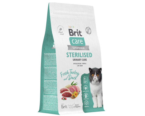 Сухой корм для профилактики МКБ у стерилизованных кошек с индейкой и уткой Cat Sterilised Urinary Care, 1,5 кг