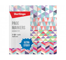 Флажки-закладки BERLINGO Ultra Sticky Geometry 18х70 мм бумажные в книжке с дизайн. 25лх4 бл