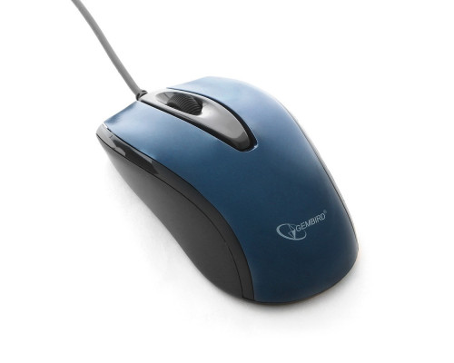 Мышь Gembird USB 2 кнопки+колесо кнопка 1000 DPI объемный синий, кабель 1.45м MOP-405-B
