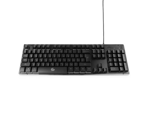 Клавиатура Gembird 104 клавиши кабель 1.75м подсветка 3 цвета металлический корпус, черный KB-G400L