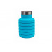 Бутылка для воды силиконовая складная с крышкой, 500 мл, голубая