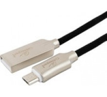 Кабель USB2.0 AM-microBM 1.0м Cablexpert серия Platinum черный CC-P-mUSB02Bk-1M