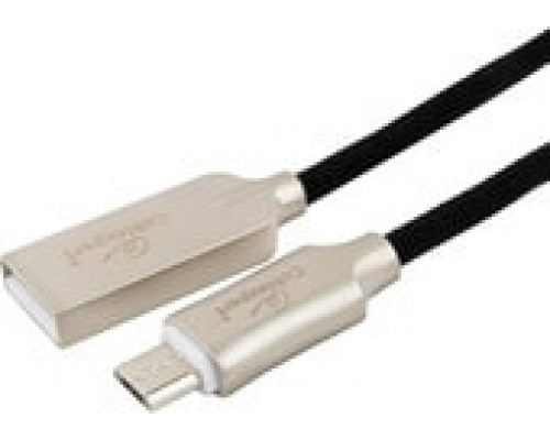 Кабель USB2.0 AM-microBM 1.0м Cablexpert серия Platinum черный CC-P-mUSB02Bk-1M