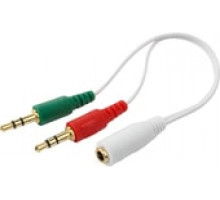 Кабель Cablexpert аудио адаптер 0.2м 3.5 джек науш (F)+3.5 джек микр (F)/3.5 джек 4pin (M) CCA-418W