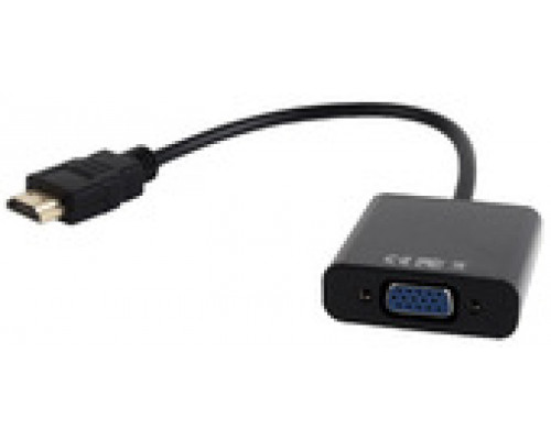Переходник Cablexpert HDMI (M) / VGA (F) + аудиовыход Jack3.5 кабель 15см, пакет A-HDMI-VGA-03