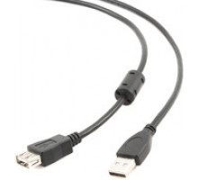 Кабель USB2.0 AM-AF 3.0м Cablexpert экран феррит.кольцо черный пакет CCF-USB2-AMAF-10