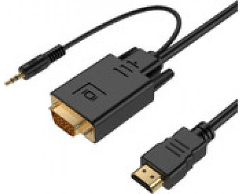 Кабель Cablexpert HDMI-VGA + 3.5Jack 1.8м позол.разъемы черный пакет A-HDMI-VGA-03-6