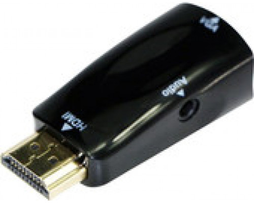 Переходник Cablexpert HDMI (M) / VGA (F) + аудиовыход Jack3.5, черный, пакет A-HDMI-VGA-02