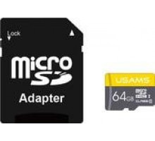 MicroSDHC 64GB Class 6 USAMS US-ZB119 High Speed +Адаптер, желтый ZB119TF01