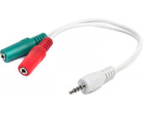 Кабель Cablexpert аудио адаптер 0.2м 3.5 джек 4pin (F)/3.5 джек науш(F)+ 3.5 микр(F) белый CCA-417W