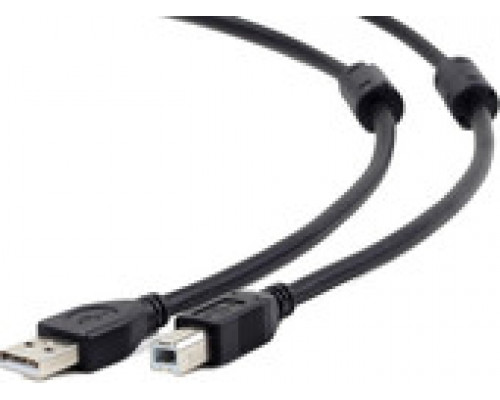 Кабель USB2.0 AM-BM 1.8м Cablexpert экран 2феррит.кольца черный пакет CCF2-USB2-AMBM-6