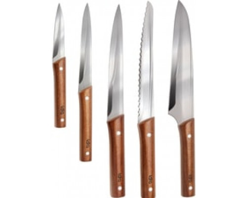 Набор ножей LARA 5 предм. нерж. сталь: универсал., поварской, д.овощей, д.хлеба, д.нарезки LR05-15