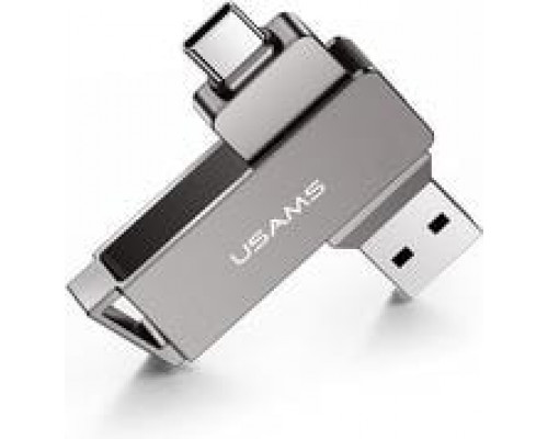 256GB USB 3.0+Type-C FlashDrive USAMS US-ZB202 Rotatable High Speed серый, металл ZB202UP01