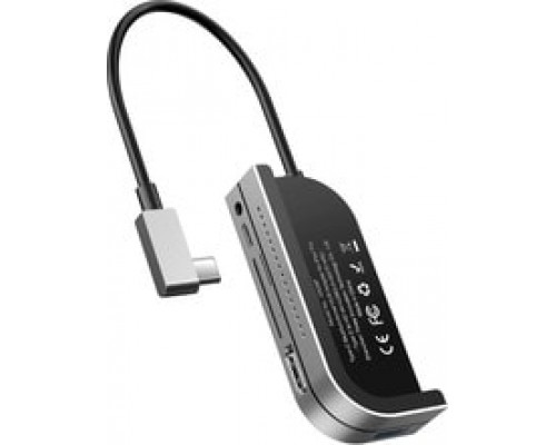 Концентратор Baseus Bend Angle No.7 Type-C to USB 3.0+HDMI+S+ MicroSD+USB-C+AUX 3.5 мм темно-серый C