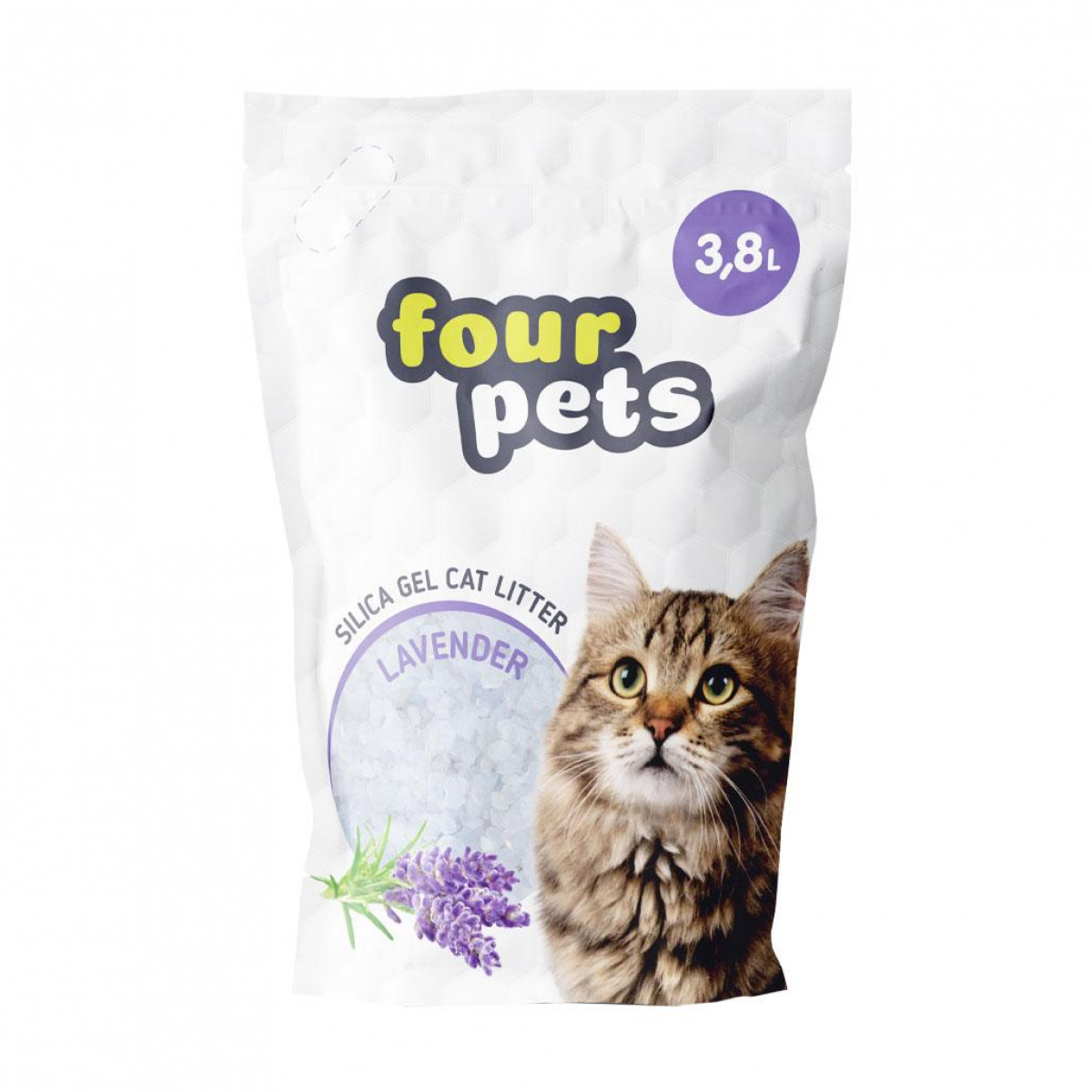 Наполнитель FOUR PETS силикагелевый с ароматом лаванды, 3,8 л., шт