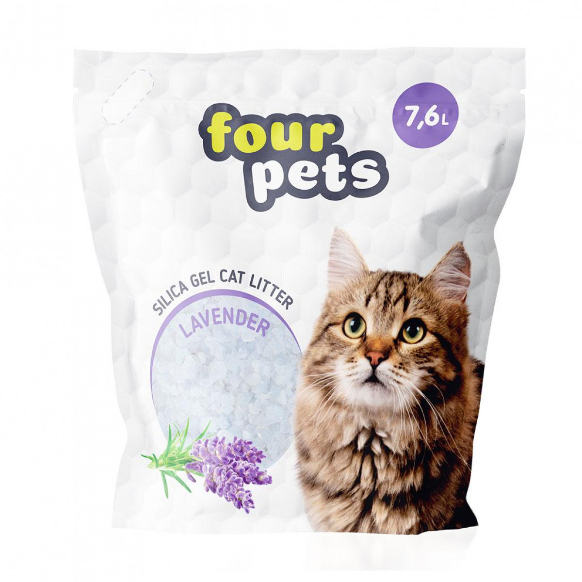 Наполнитель FOUR PETS силикагелевый с ароматом лаванды, 7,6 л., шт