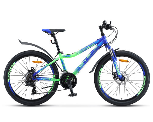 Велосипед 24 Stels Navigator 450 MD V030 (рама 13) (ALU рама) Синий/неоновый/Зеленый, LU082897