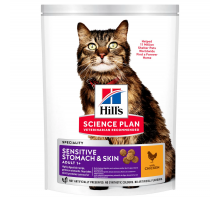 Сухой корм Hill's Science Plan Sensitive Stomach & Skin для взрослых кошек с чувствительным пищеварением и кожей, с курицей, 7 кг
