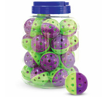 Игрушка для кошек "Мяч-погремушка", d40мм (банка 25шт.) (фиолетово-зеленый)