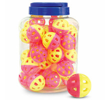 Игрушка для кошек "Мяч-погремушка", d35мм (банка 36шт.) (желто-розовый)