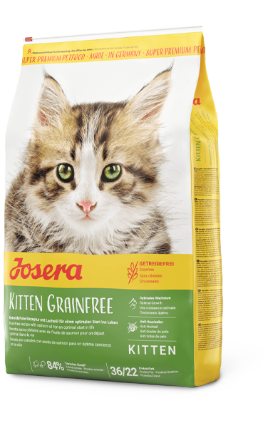Сухой корм для котят беззерновой Kitten Grainfree (Kitten 36/22)  содержит легкоусвояемое мясо домашней птицы, 2 кг